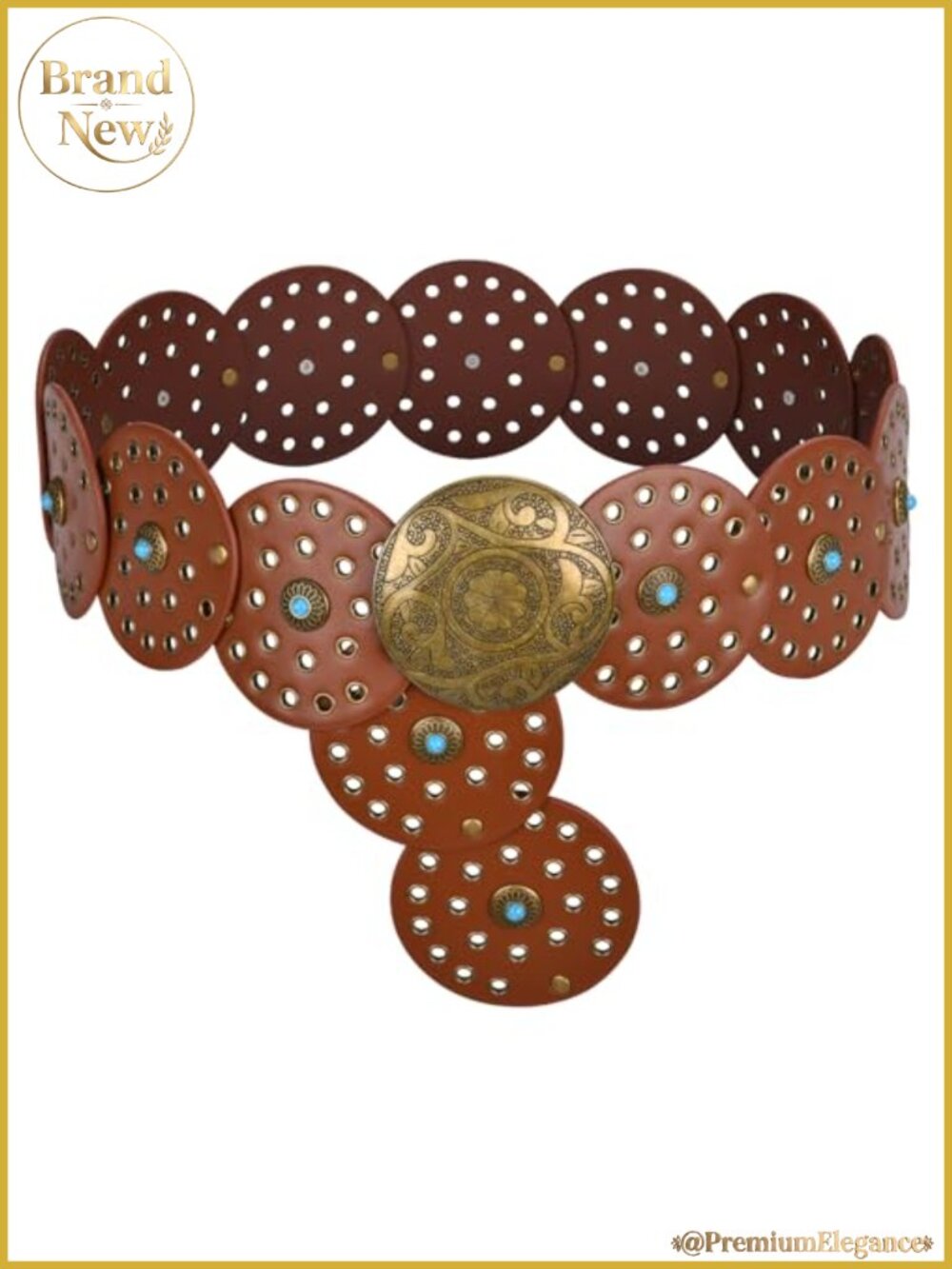 Western Leather Belts for Woman Boho Cowgirl Wide Disc Belt